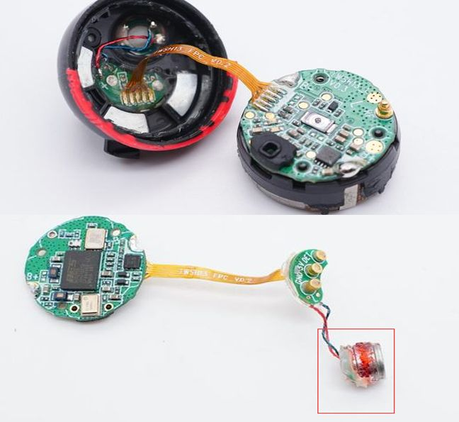 使用紐扣電池的無線耳機拆解圖