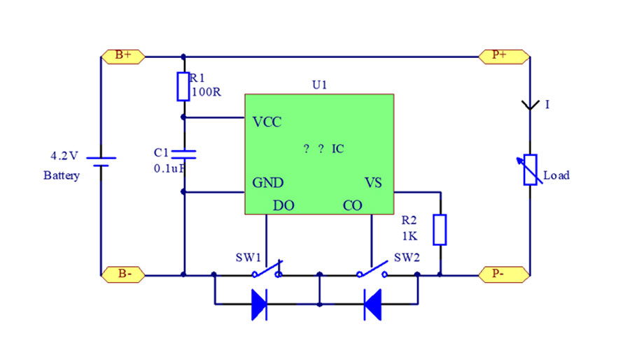 單顆聚合物鋰電池電芯保護(hù)板的原理